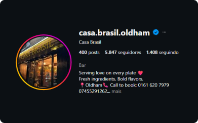 Perfil de Instagram da Casa Brasil